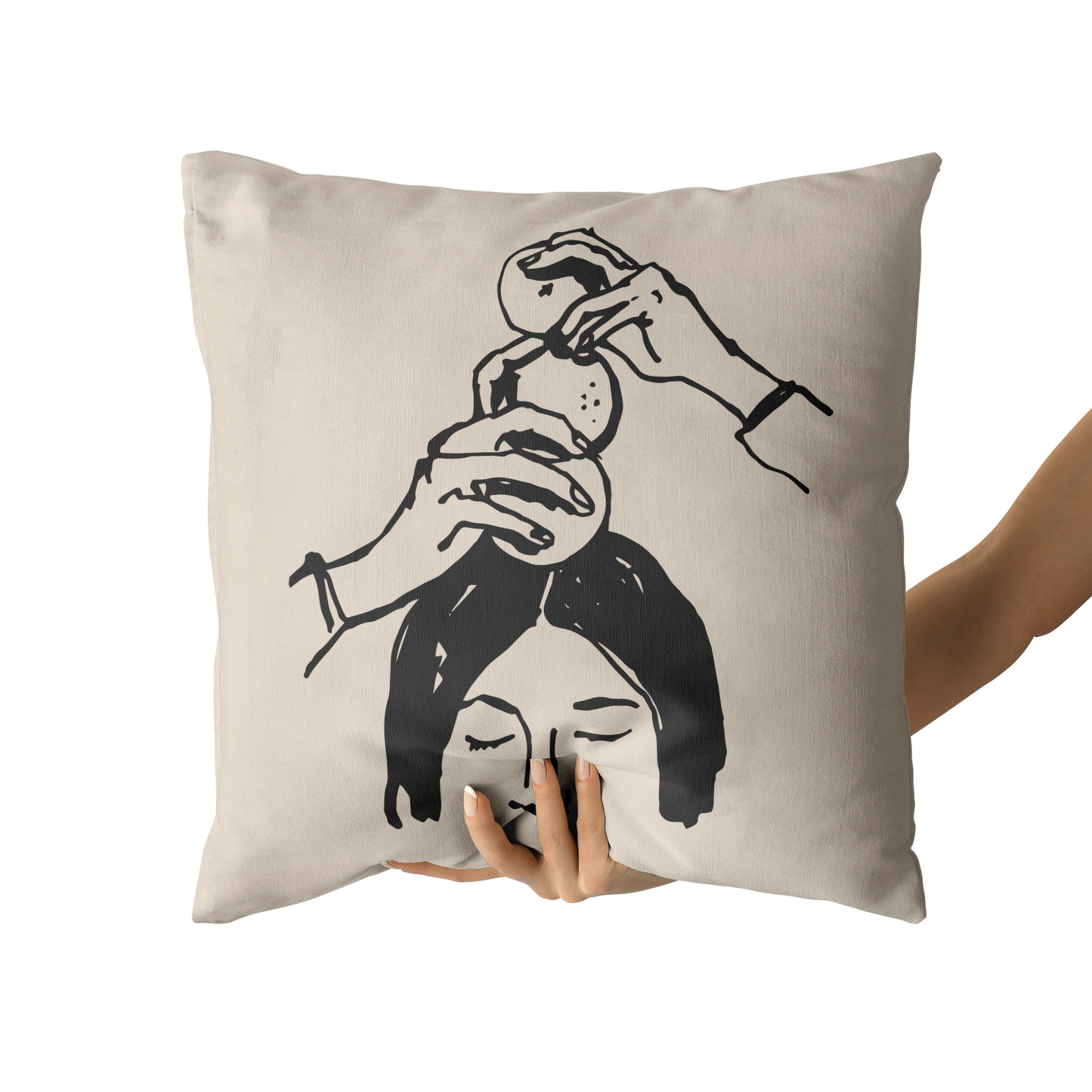 Woman with Oranges Funny Throw Pillow