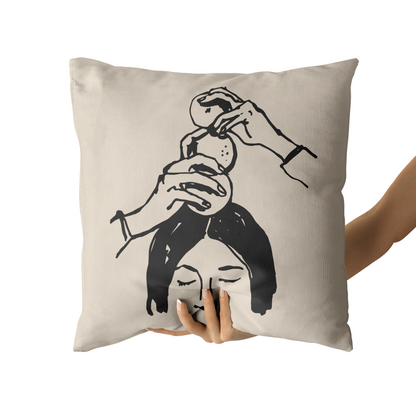 Woman with Oranges Funny Throw Pillow