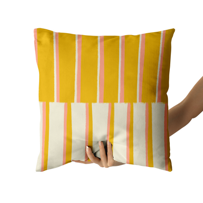 Yellow Mid Century Modern Art Throw Pillow