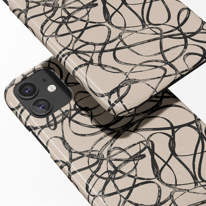 Nordic Black Swirl Lines iPhone Case