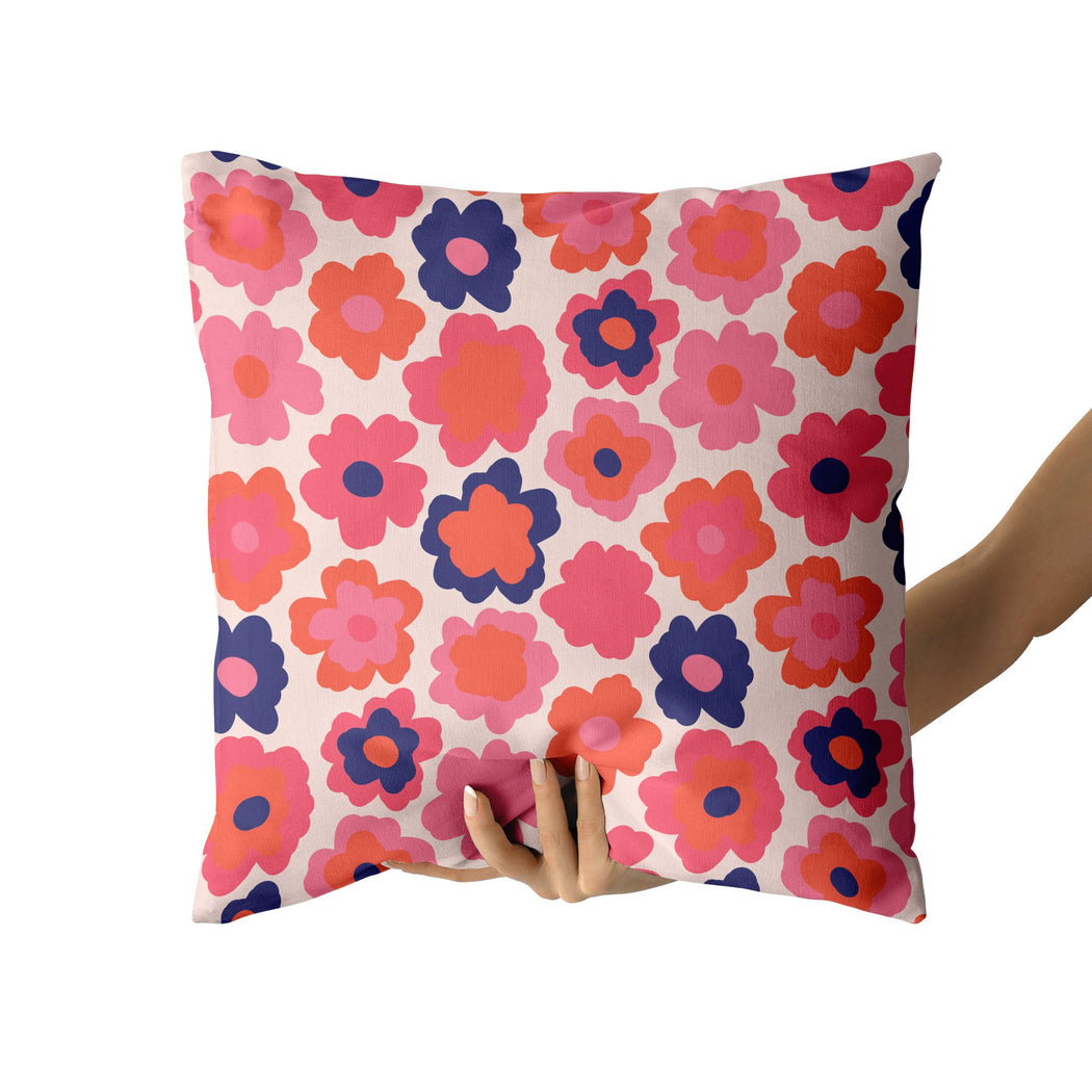 Throw Pillow with 70s Flowers