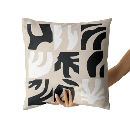 Black Beige Cut Outs Throw Pillow