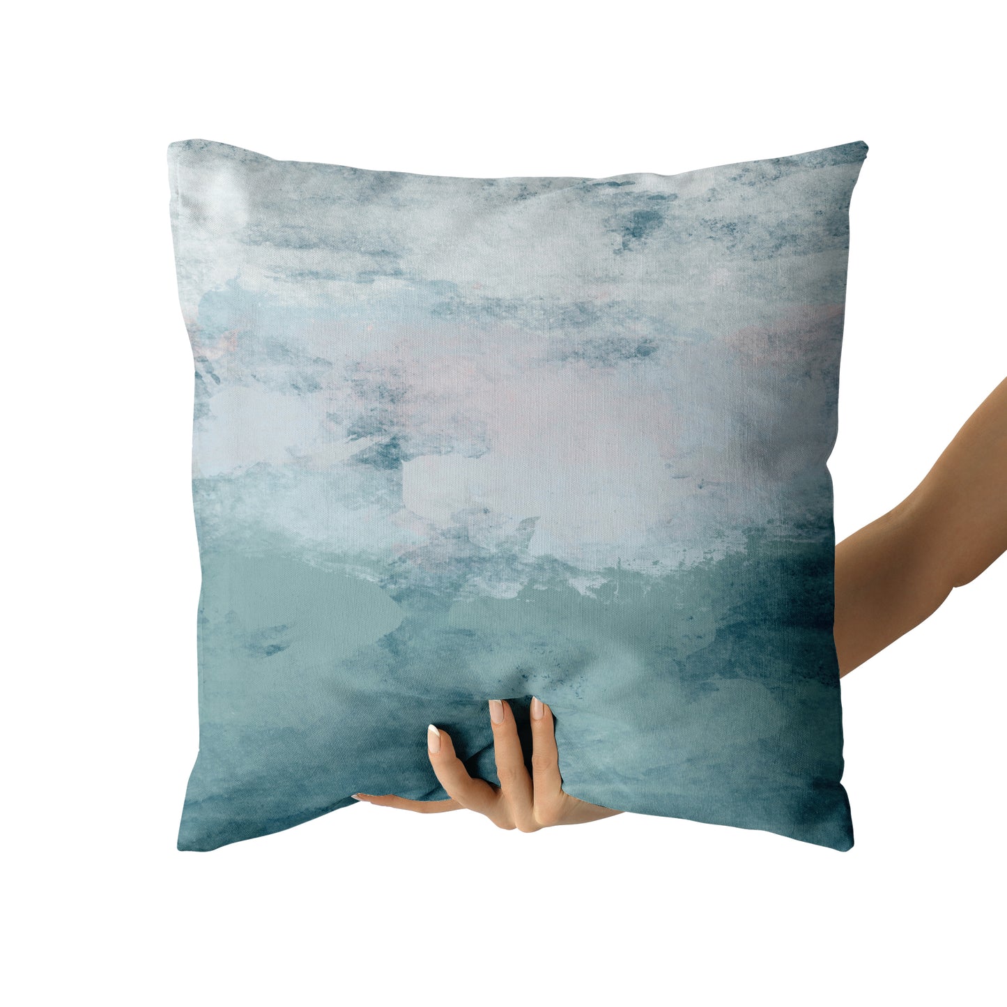 Stormy Seas Blue White Gray Abstract Art Modern Throw Pillow