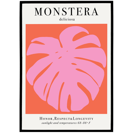 MONSTERA Deliciosa - Pink and White Poster