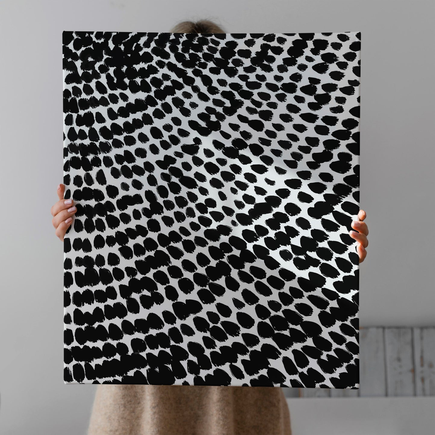 Black Modern Dots Canvas Print