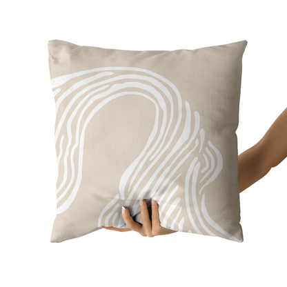 Rustic Beige Wave Abstract Art Throw Pillow