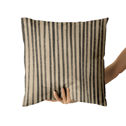 Black Striped Minimalist Rustic Throw Pillow