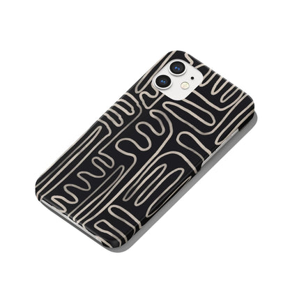 Black iPhone Case with Floral Abstract Art