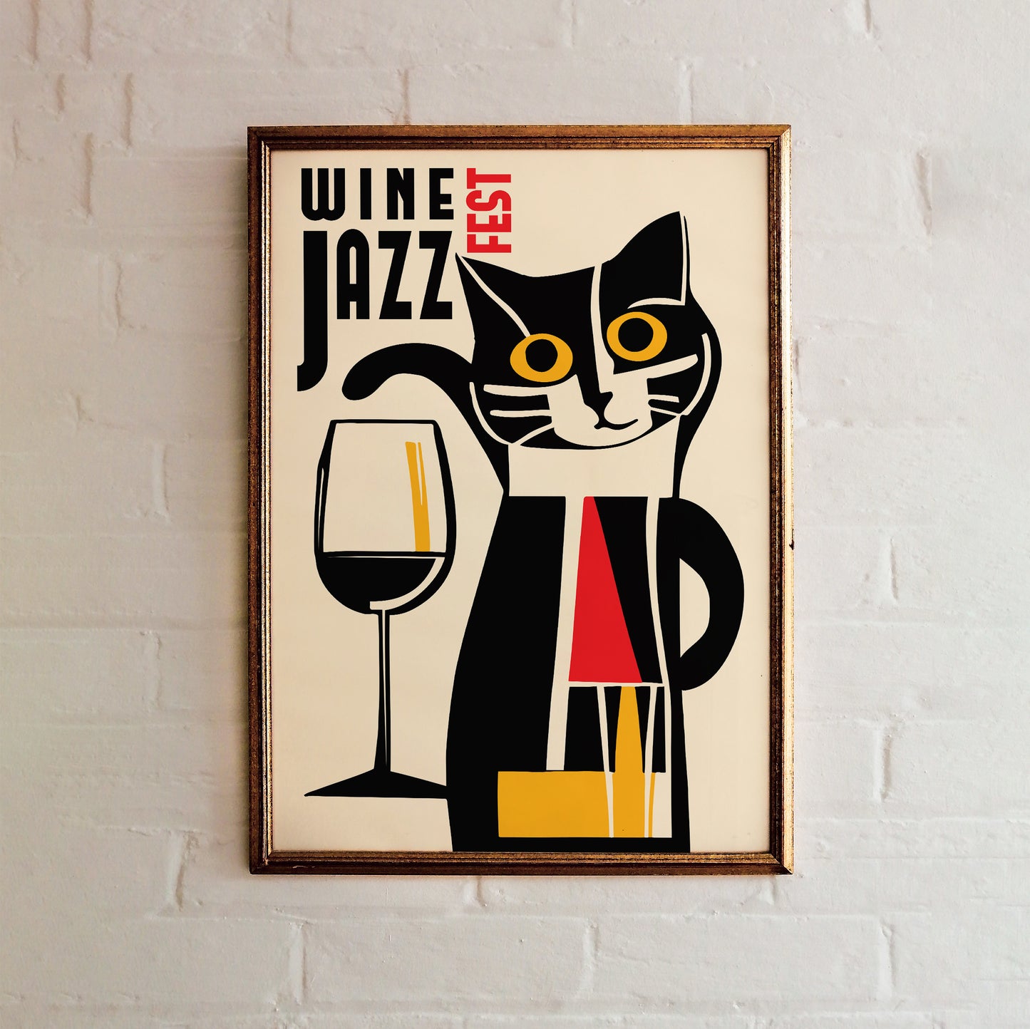 Wine and Jazz Festival Cat Poster