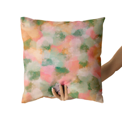 Blurry Garden Pink Green Fuchsia Blush Throw Pillow