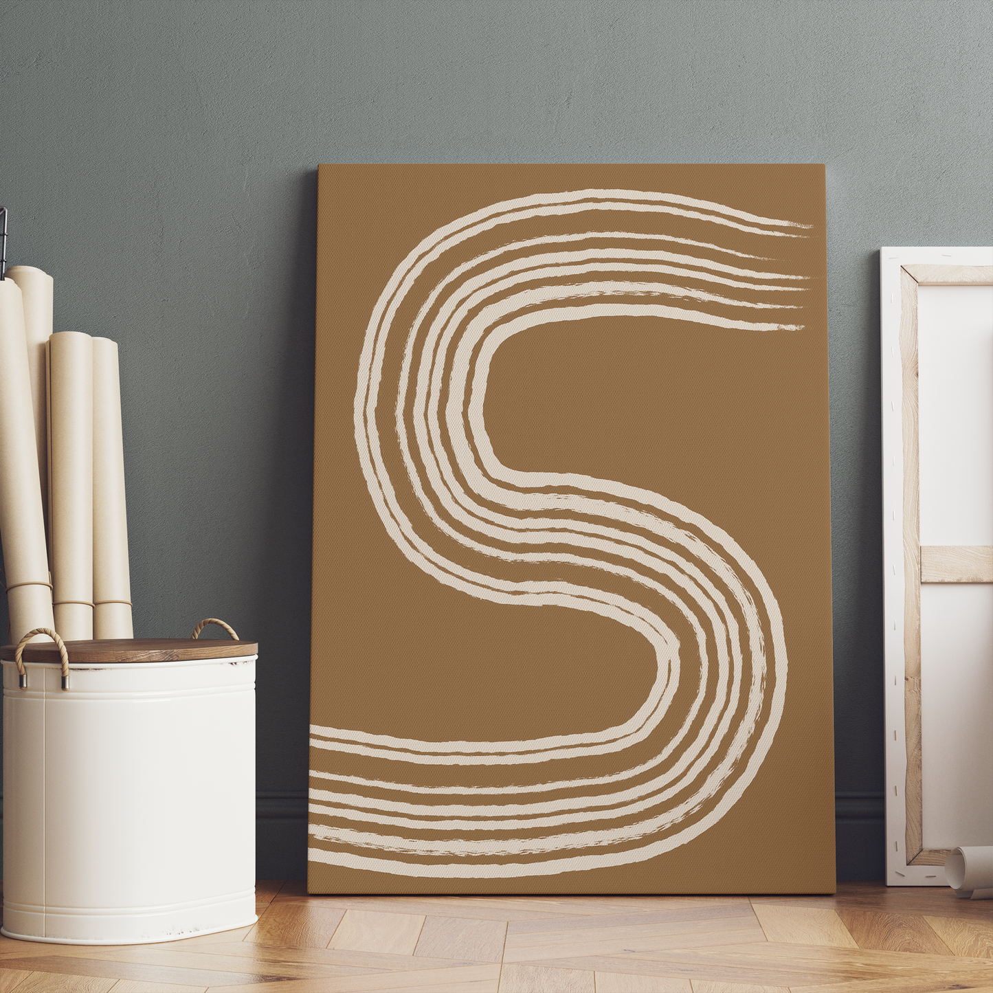 Minimalist Brown Line Art Canvas Print