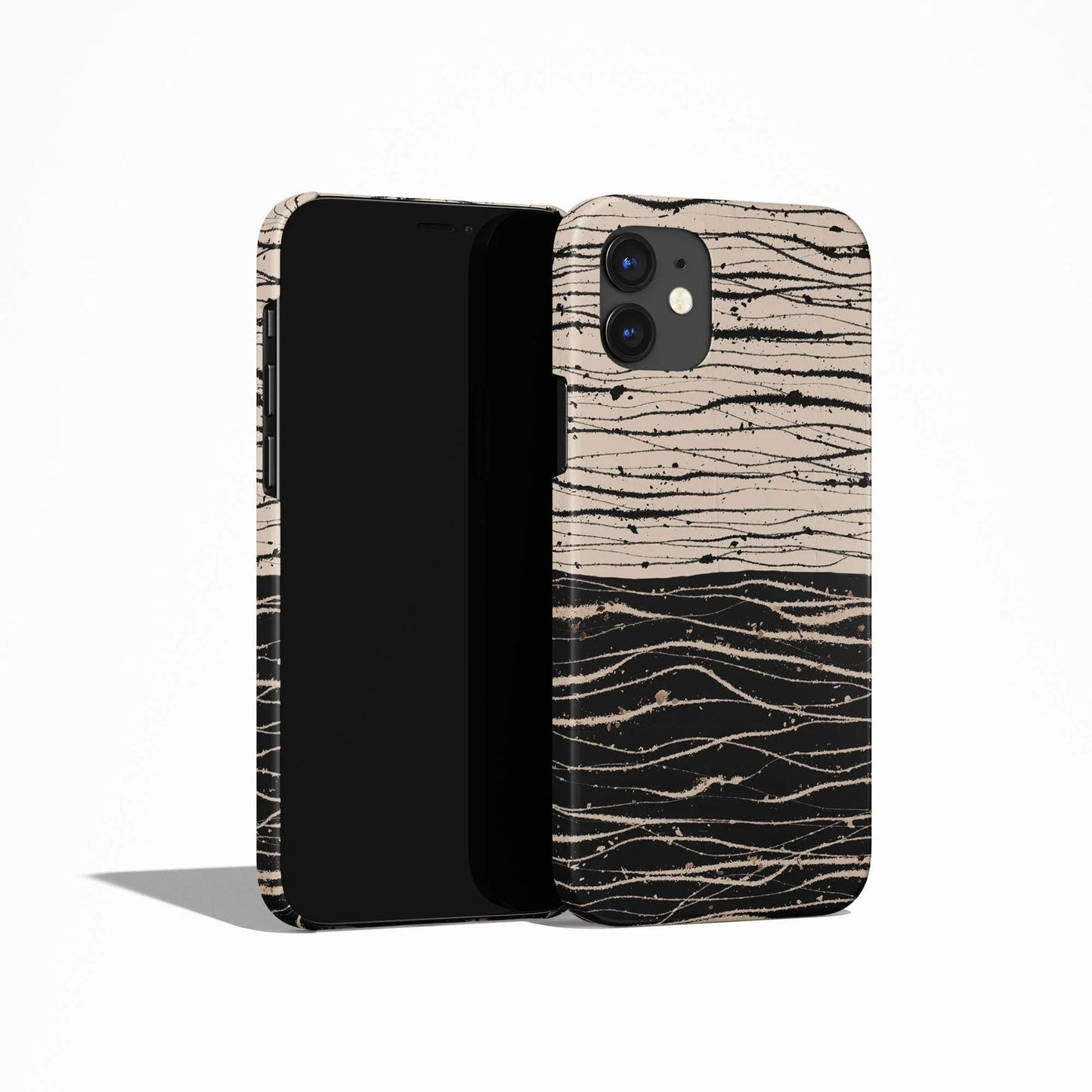 Black&Beige Wavy Pattern iPhone Case