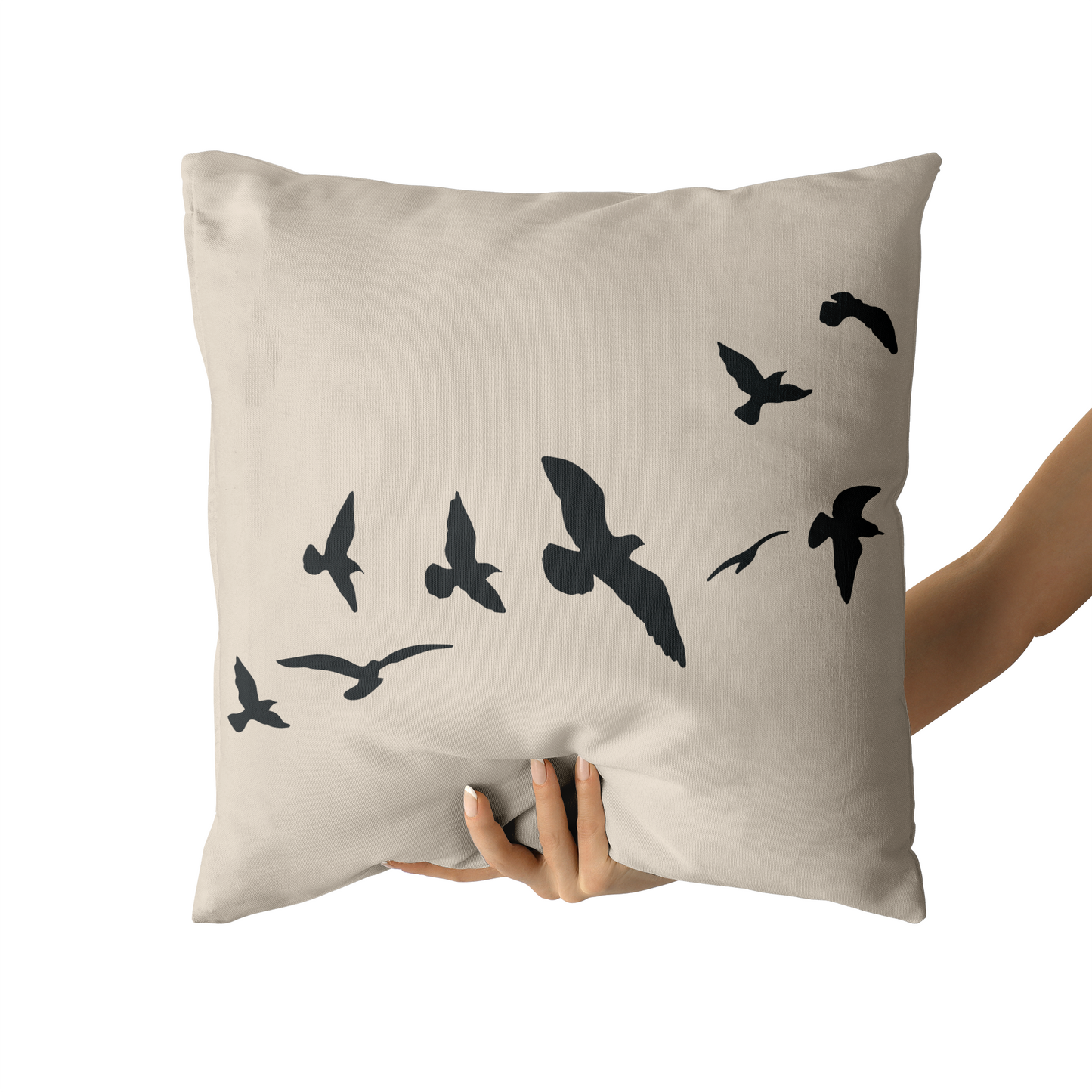 Minimalist Birds Nature Beige Throw Pillow