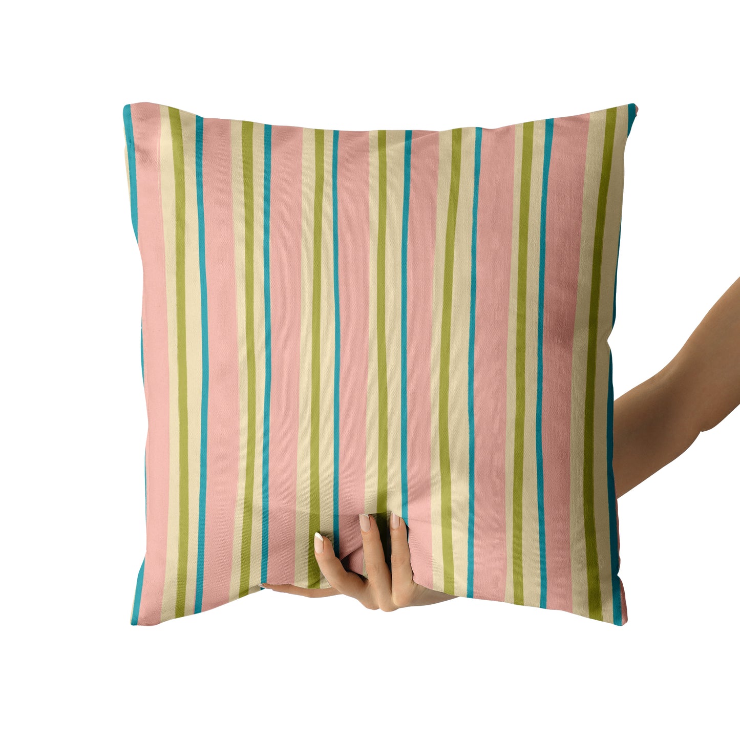 Colorful Retro Striped Pattern Throw Pillow