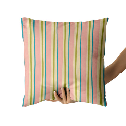 Colorful Retro Striped Pattern Throw Pillow