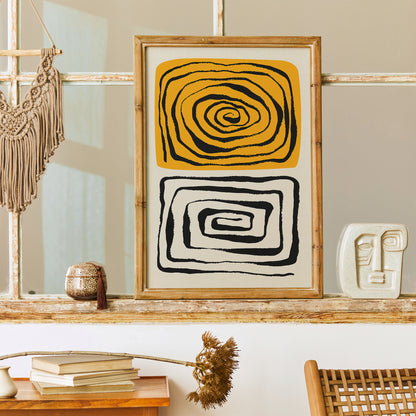 Black and Yellow Abstract Painting Poster