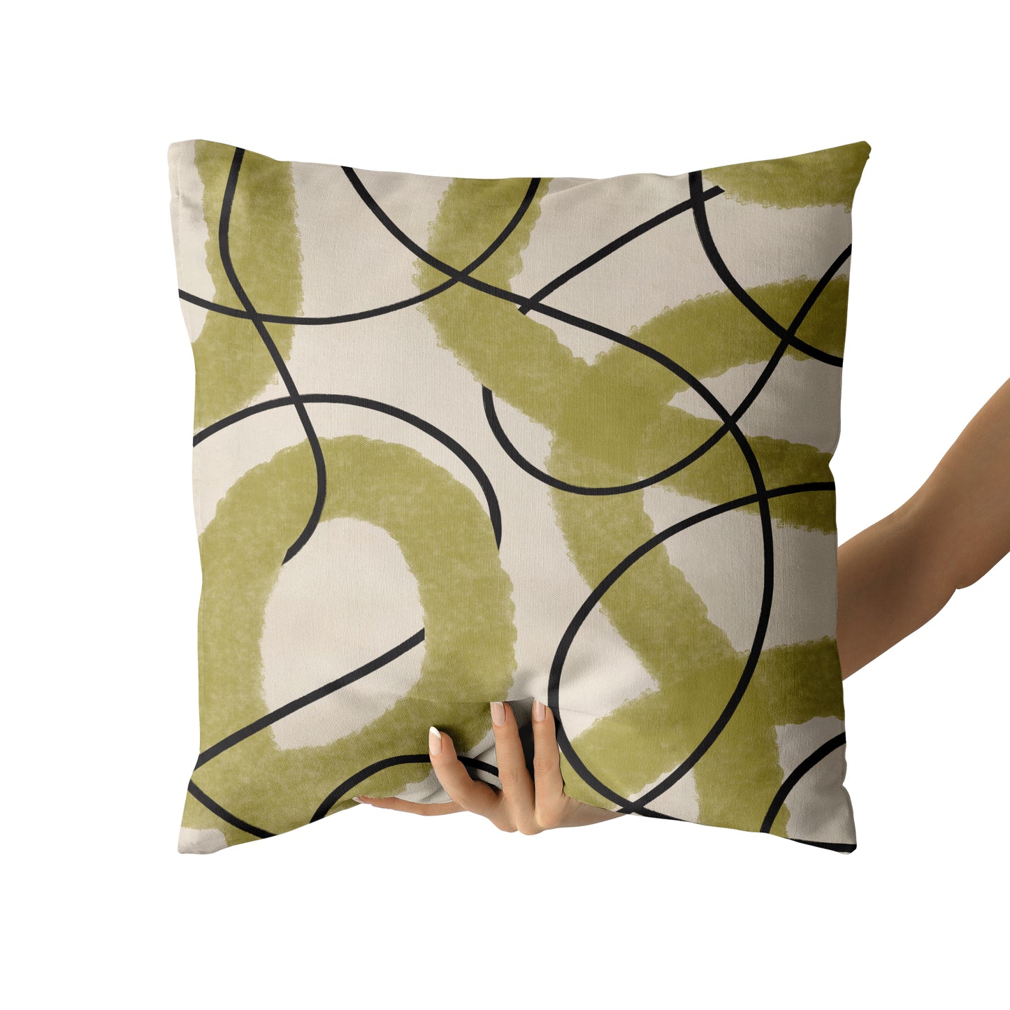 Green Modern Line Art Throw Pillow