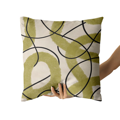 Green Modern Line Art Throw Pillow