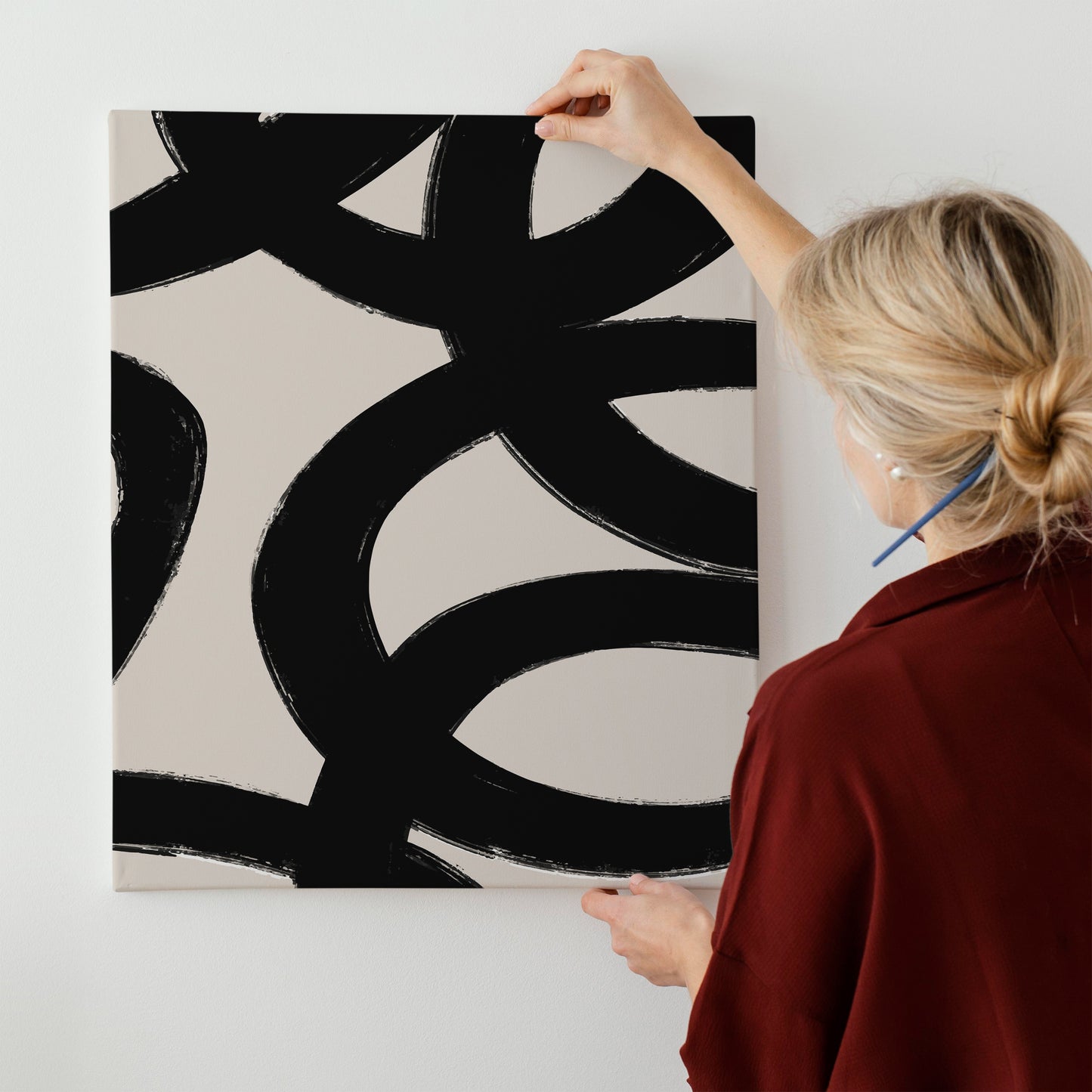 Black Ink Abstract Shapes Canvas Print