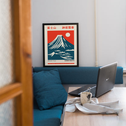 Red Japan Mount Fuji Poster