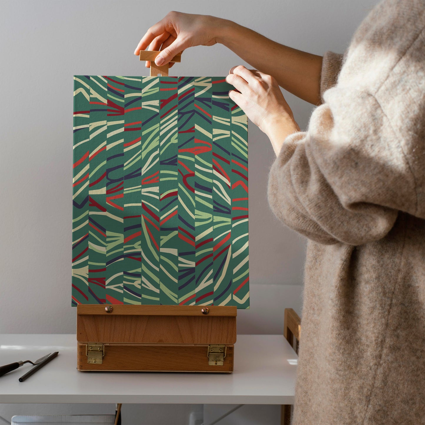 Green Mid-century Modern Canvas Print