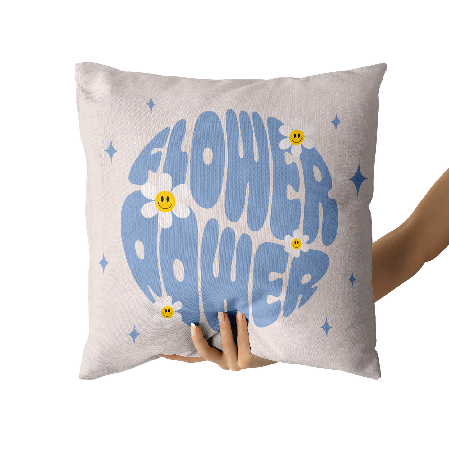 Retro Flower Power Hippie Throw Pillow