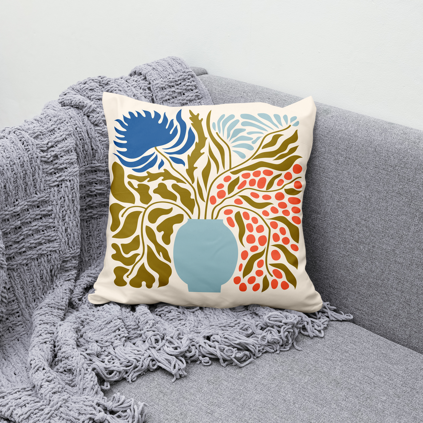 Eclectic Floral Style Throw Pillow