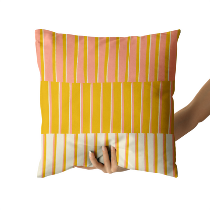 Summer Striped Beach House Throw Pillow