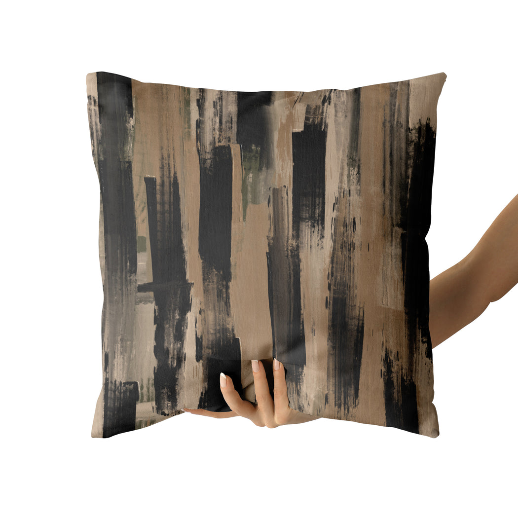 Painted Brown Abstract Art Throw Pillow