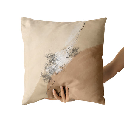 Painted Beige Abstract Scandinavian Throw Pillow