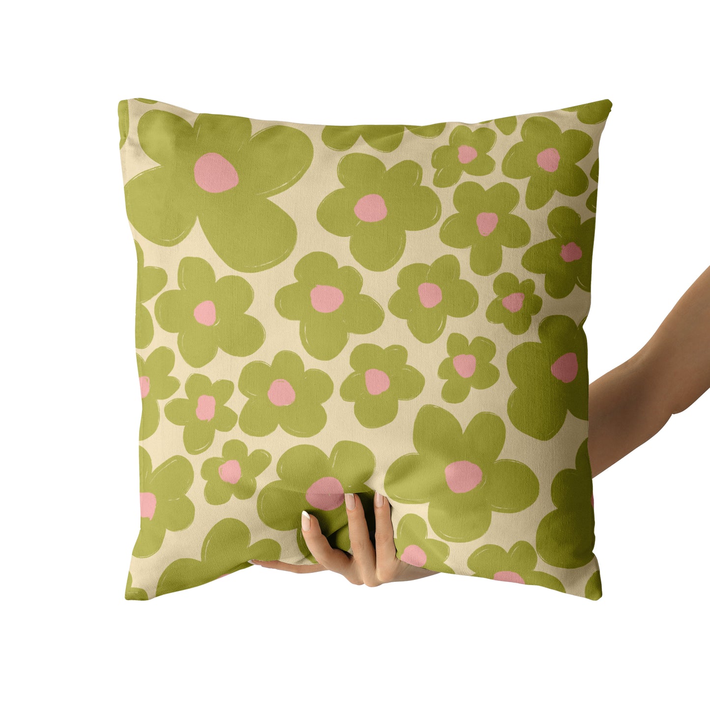 Vintage Green Floral Throw Pillow