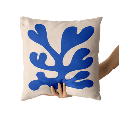 Blue Leaf Throw Pillow