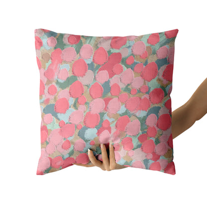 Pink Acrylic Abstract Painting Throw Pillow