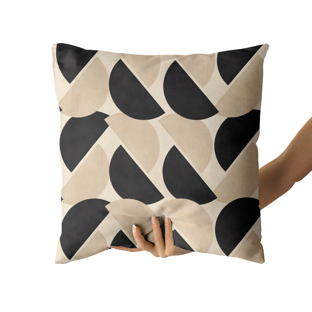 Beige & Black Danish Modern Throw Pillow