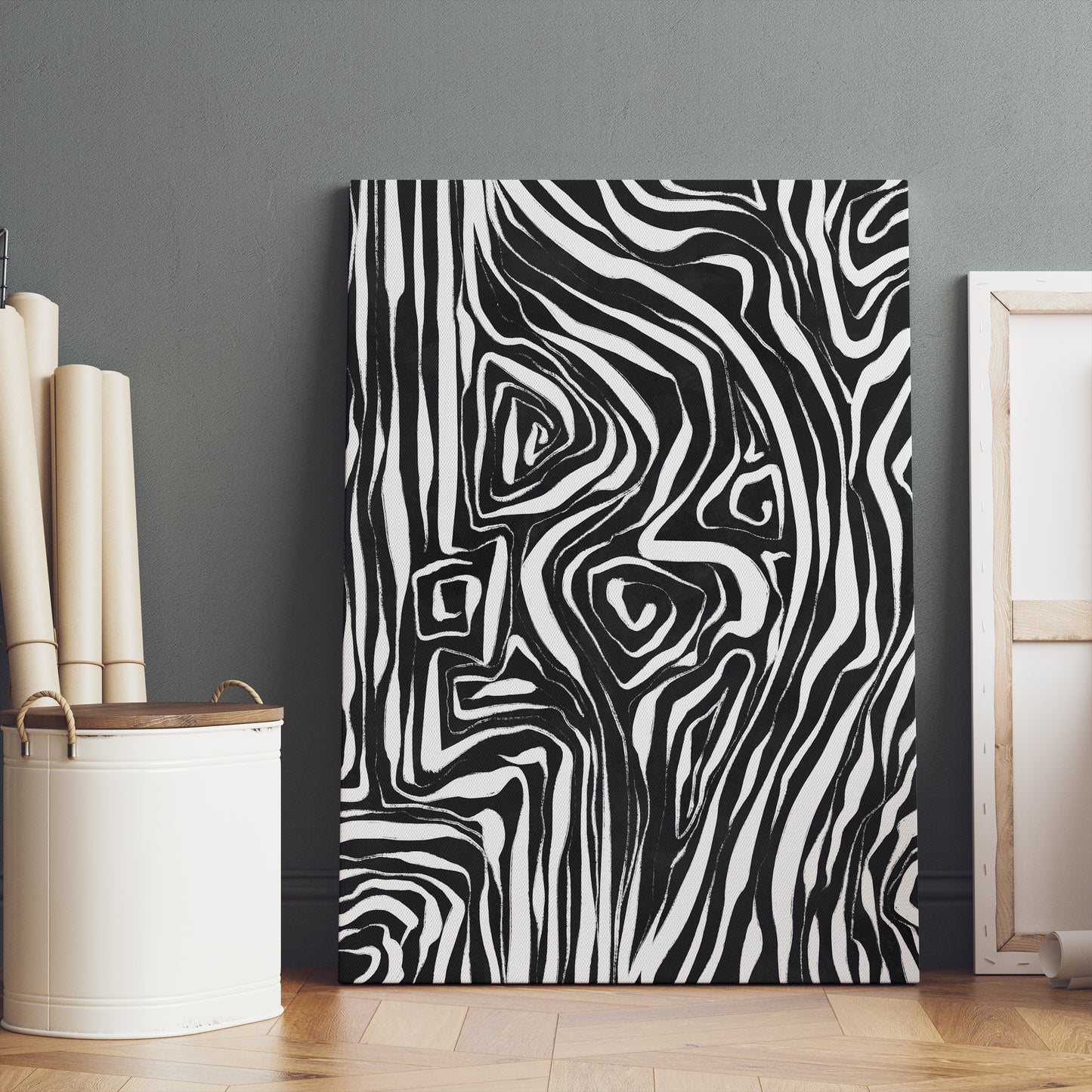 Black&White Abstract Lines Canvas Print