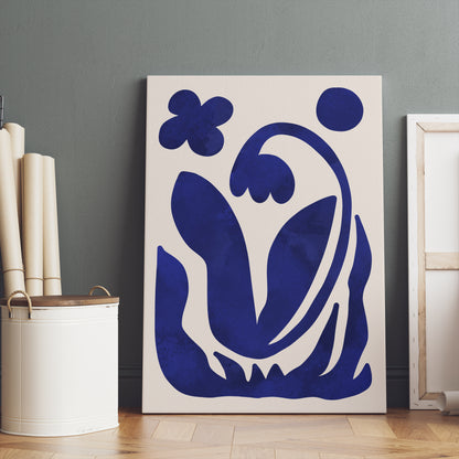 Blue Modern Botanical Shapes Canvas Print