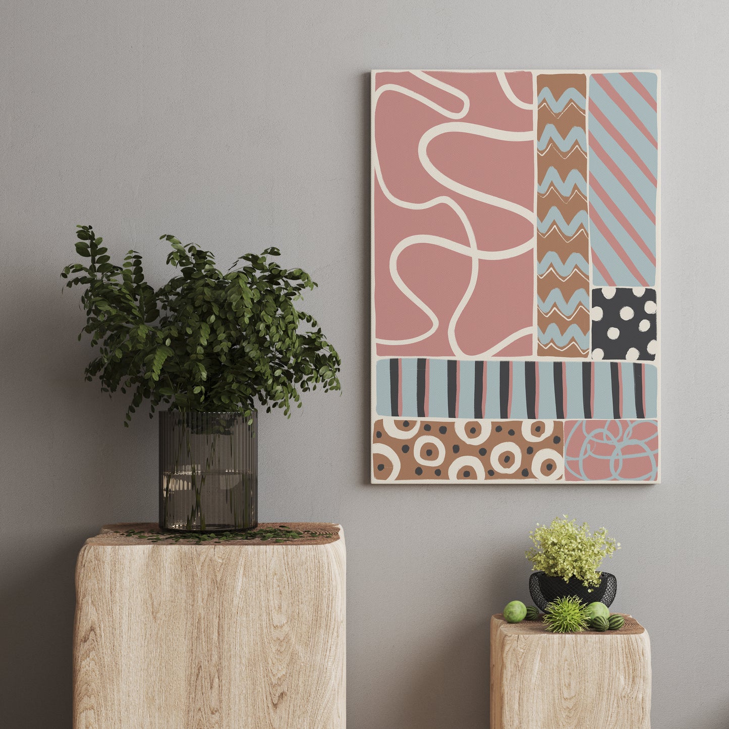 Pastel Abstract Mid Century Modern Canvas Print