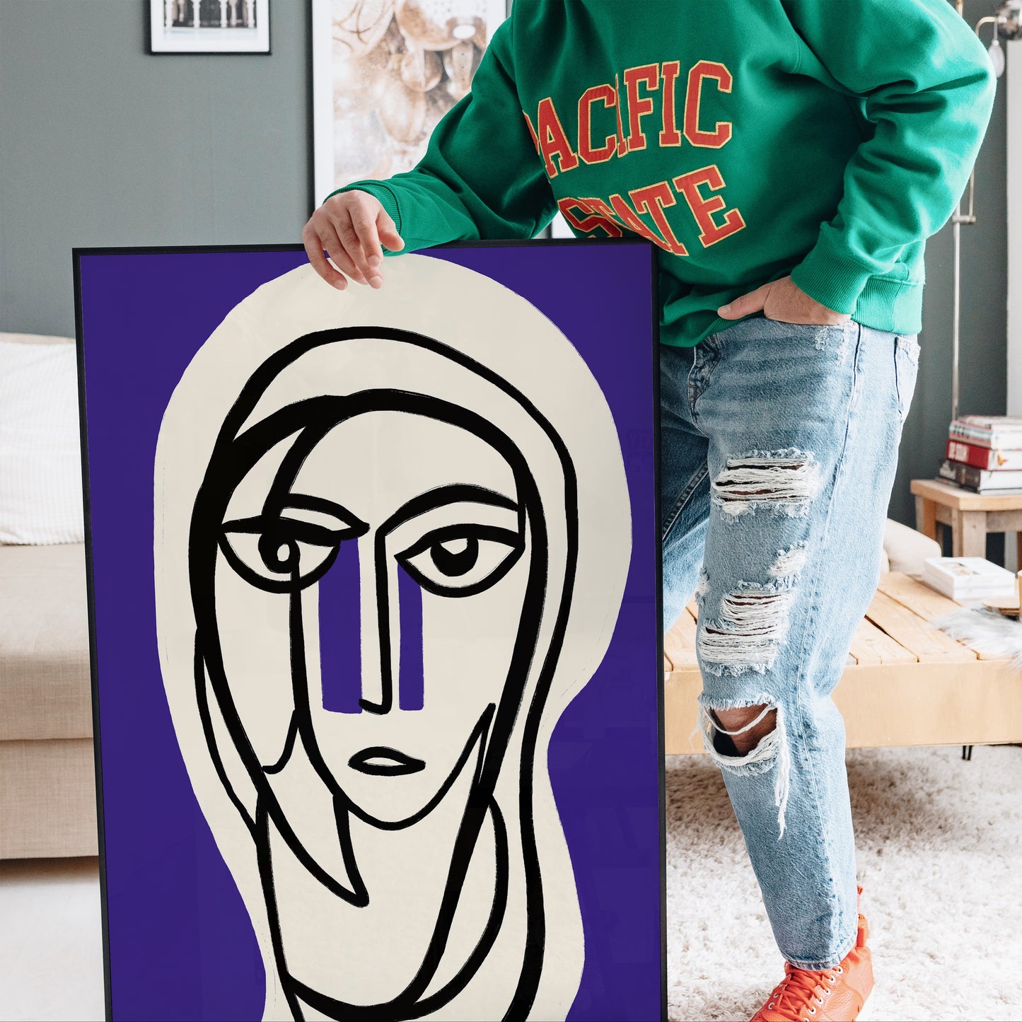 Picasso, Cubism Line Art Poster
