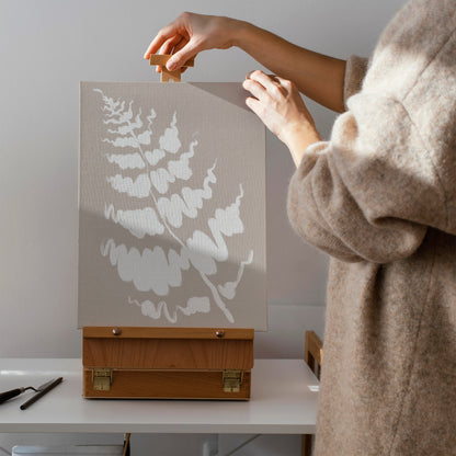 Beige and White Leaf Canvas Print
