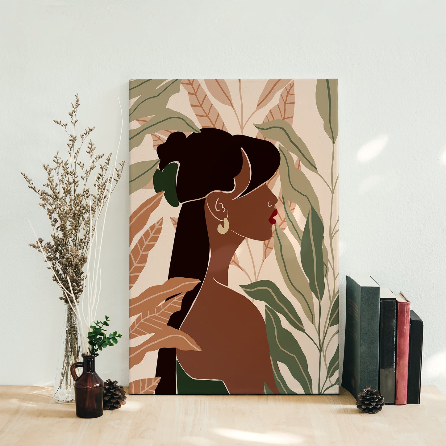 Green Jungle Woman Canvas Print