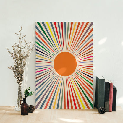 Retro Colorful Sun Canvas Print