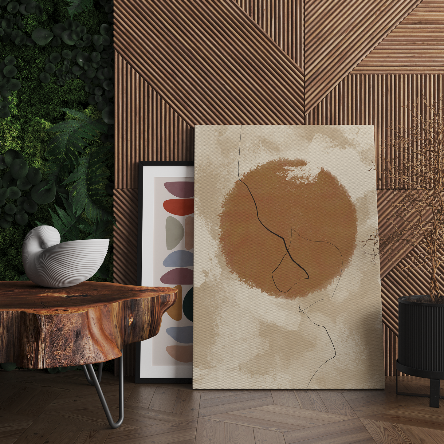 Boho Beige Sun Abstract Wall Art Canvas Print