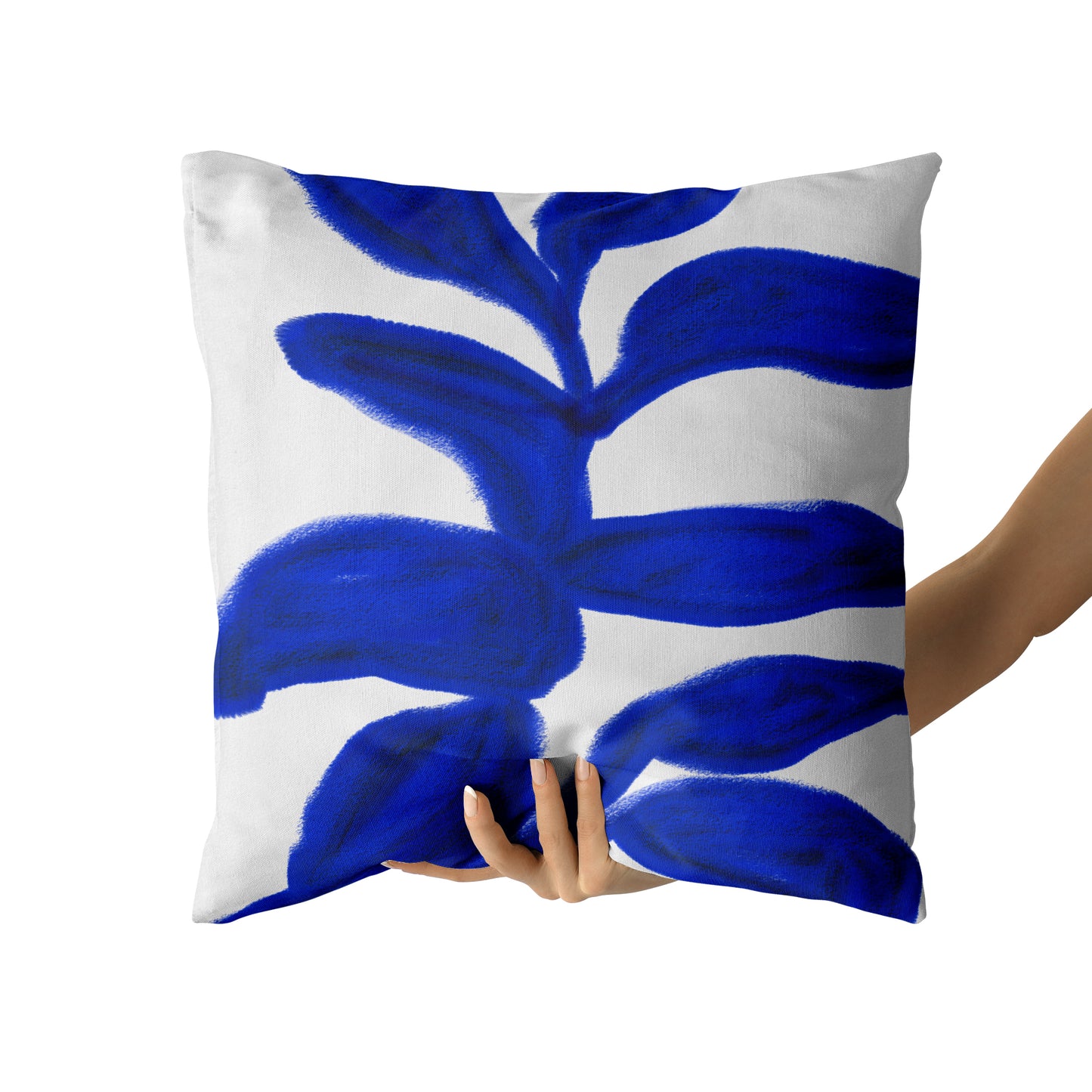 Blue Painted Flower Throw Pillow