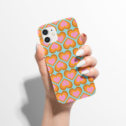 Retro Colorful 60s Heart Pattern iPhone Case