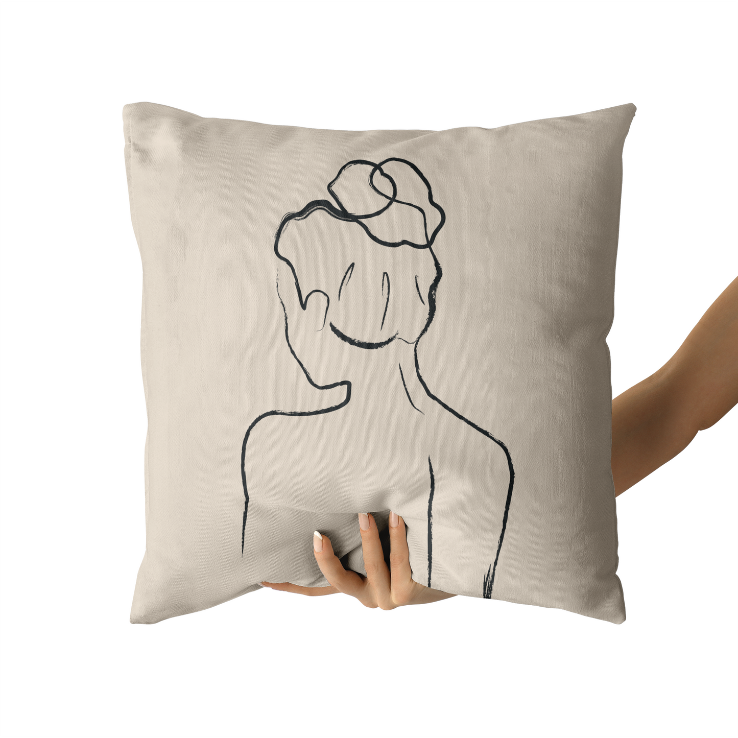 Minimalist Line Art Woman Throw Pillow