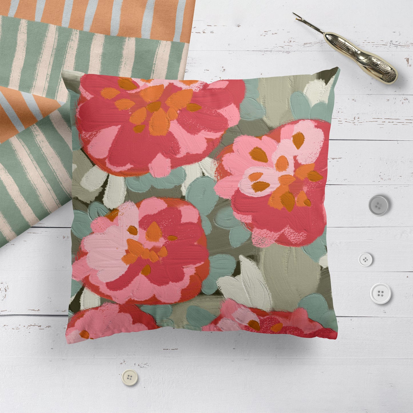 Painting Flowers Throw Pillow