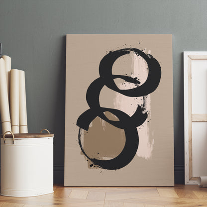 Black Abstract Circles Composition Canvas Print