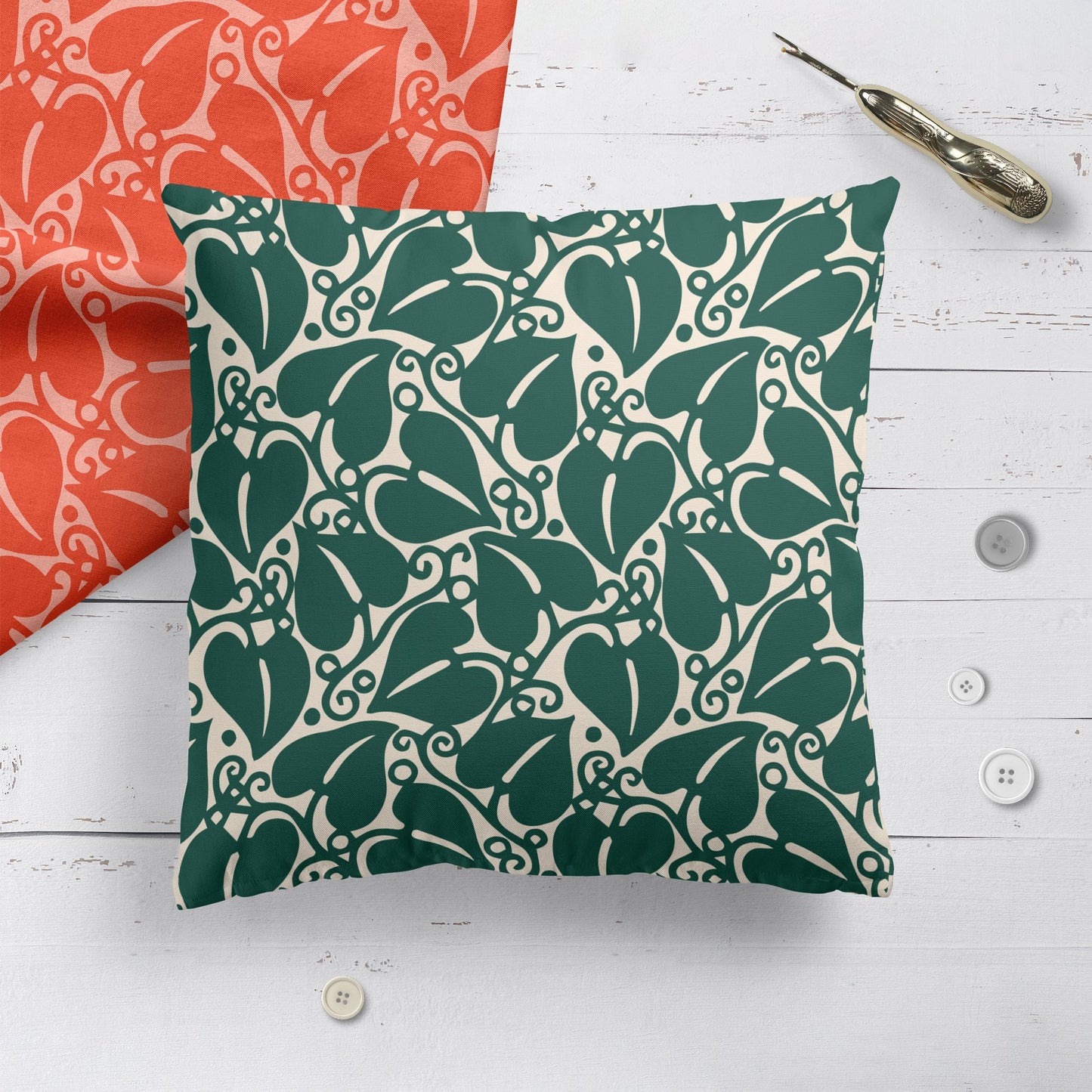 Green Botanical Pillow