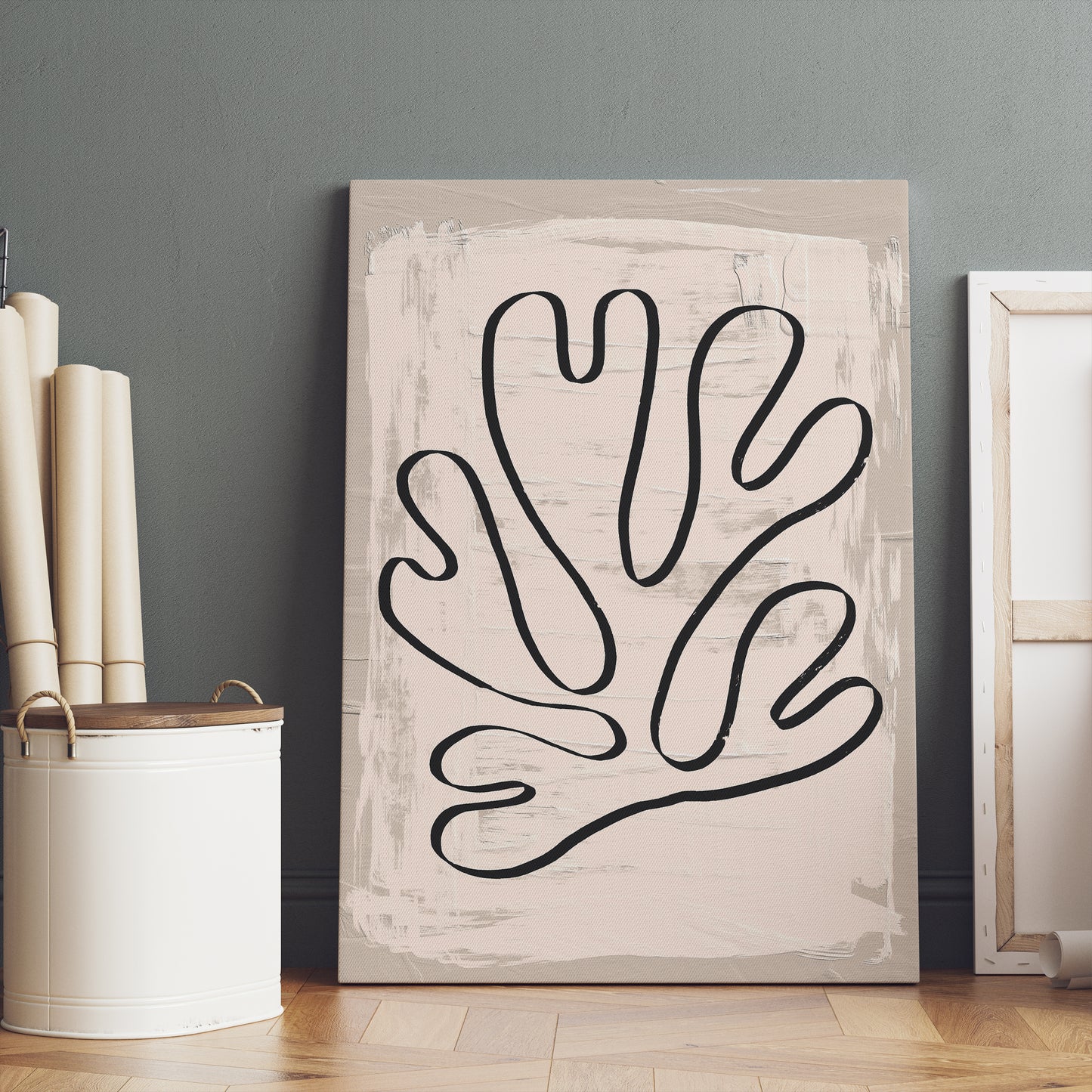 Minimalist Leaf Canvas Painting