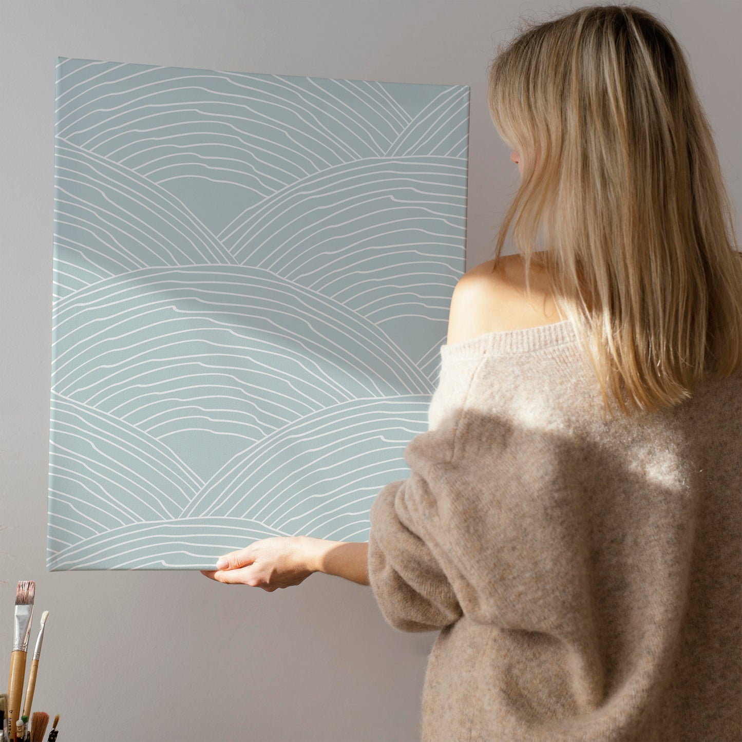 Minimalist Wavy Line Art Canvas Print